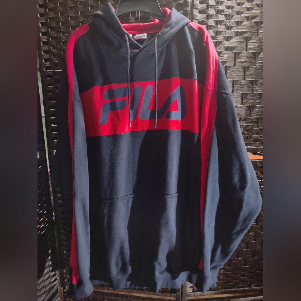 Fila Men's Big & Tall Classic Pullover Hoodie Navy Blue Red 4XLT